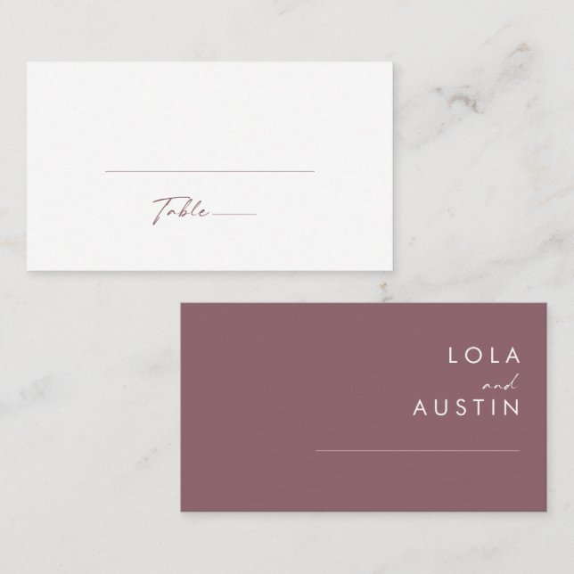 Dusty Boho | Purple Flat Wedding Place Card (Front/Back)