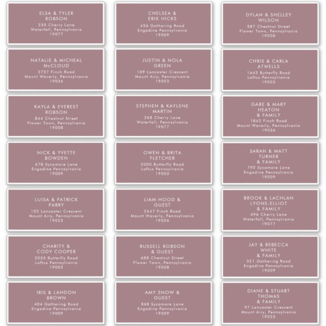 Dusty Boho | Purple Guest Address Labels (Front)