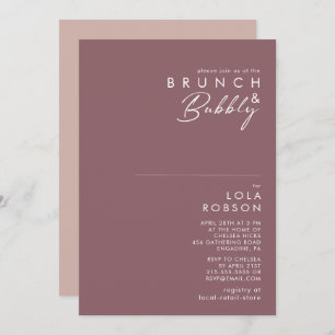 Dusty Boho Purple & Rose Brunch and Bubbly Shower Invitation