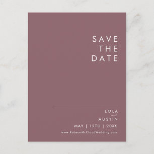 Dusty Boho   Purple Save The Date Postcard