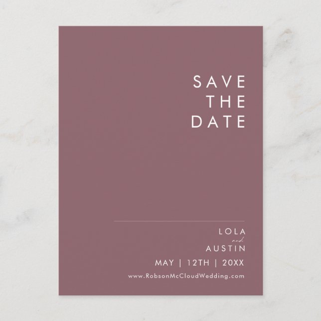 Dusty Boho | Purple Save The Date Postcard (Front)