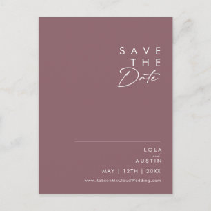 Dusty Boho   Purple Save The Date Postcard
