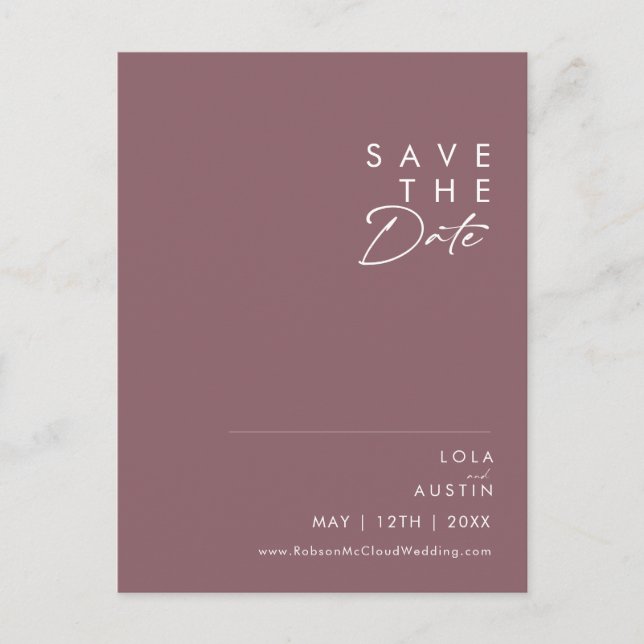 Dusty Boho | Purple Save The Date Postcard (Front)