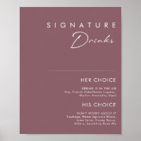 Dusty Boho | Purple Signature Drinks Sign