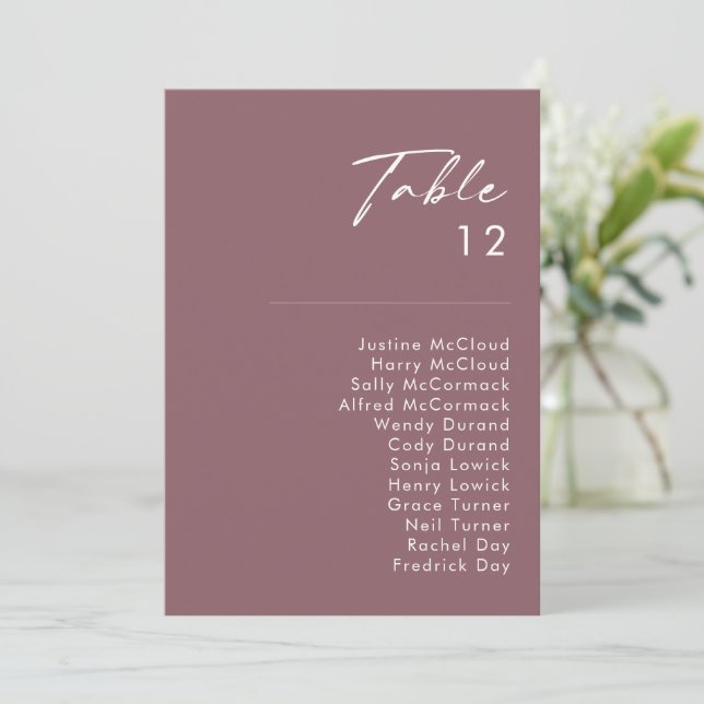 Dusty Boho | Purple Table Number Chart (Standing Front)