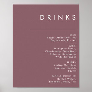 Dusty Boho   Purple Wedding Drinks Menu Sign