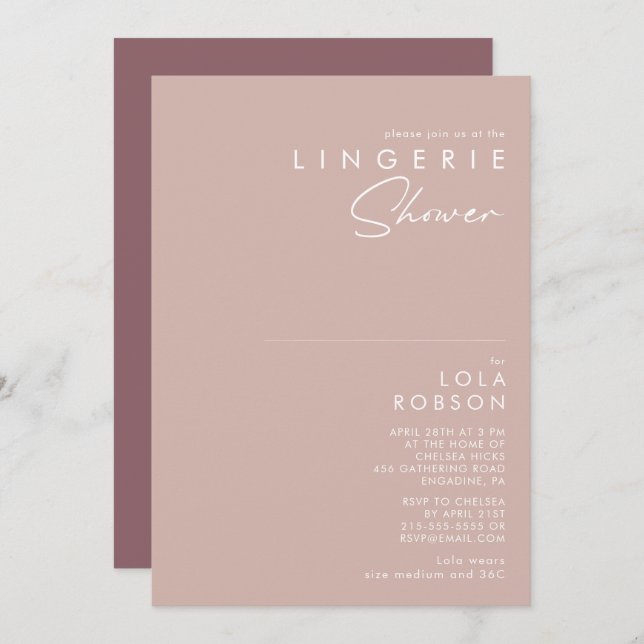 Dusty Boho | Rose and Purple Lingerie Shower Invitation (Front/Back)