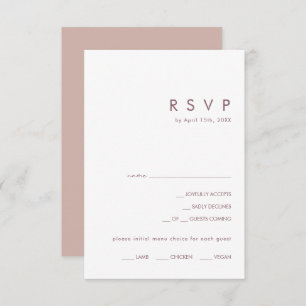 Dusty Boho   Rose and Purple Menu Choice RSVP Card