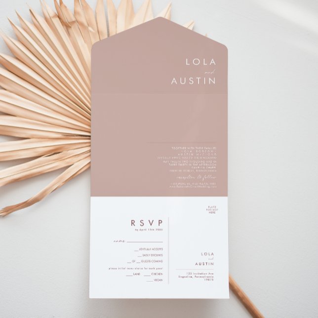 Dusty Boho | Rose and Purple Seal and Send All In  All In One Invitation (Creator Uploaded)