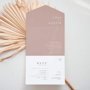 Dusty Boho   Rose and Purple Seal and Send All In  One Invitation