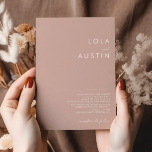 Dusty Boho Rose and Purple Wedding Invitation