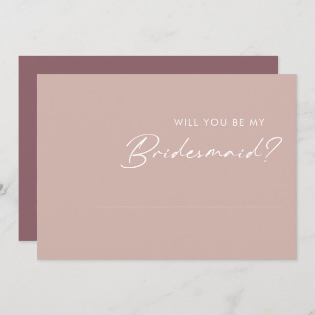 Dusty Boho Rose & Purple bridesmaid proposal card (Front/Back)