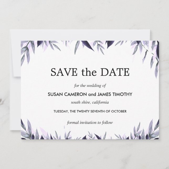 Dusty Botanical Floral Wedding Save the Date (Front)
