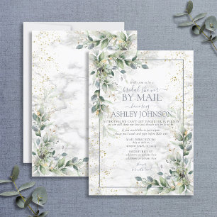 Dusty Botanical Greenery Gold Shower by Mail Invitation