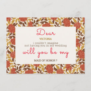 Dusty Brunt Orange Peony Flowers Fall Wedding Menu