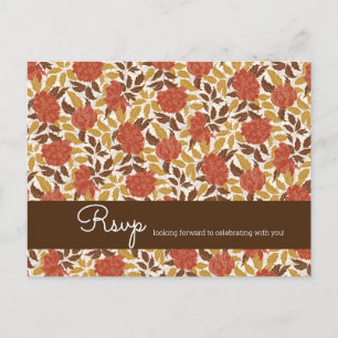 Dusty Brunt Orange Peony Flowers Fall Wedding Postcard