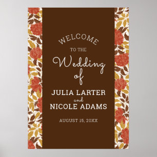 Dusty Brunt Orange Peony Flowers Fall Wedding Poster