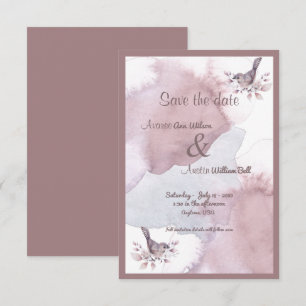 Dusty Burgundy Watercolor and Rose Gold Ampersand Save The Date