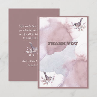 Dusty Burgundy Watercolor Thank You Card