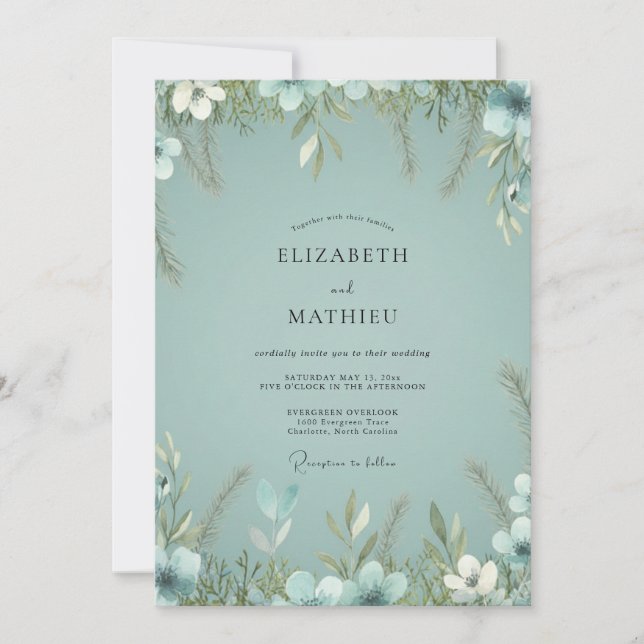 Dusty Celadon Foliage Eucalyptus Wedding Invitation (Front)