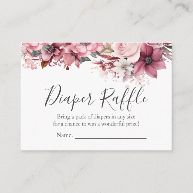 Dusty Coral Diaper Raffle Enclosure Card (Front)
