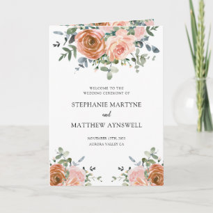 Dusty Coral Eucalyptus Botanical Wedding Program