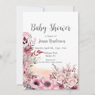 Dusty Coral QR Code Baby Shower Invitation