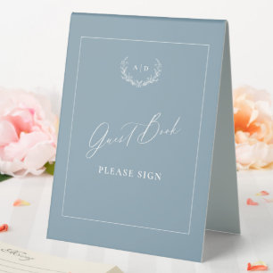 Dusty Cottage Guest Book Wedding Table Tent Sign