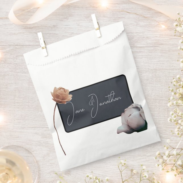 Dusty dark blue minimal bloom favour bag (Clipped)