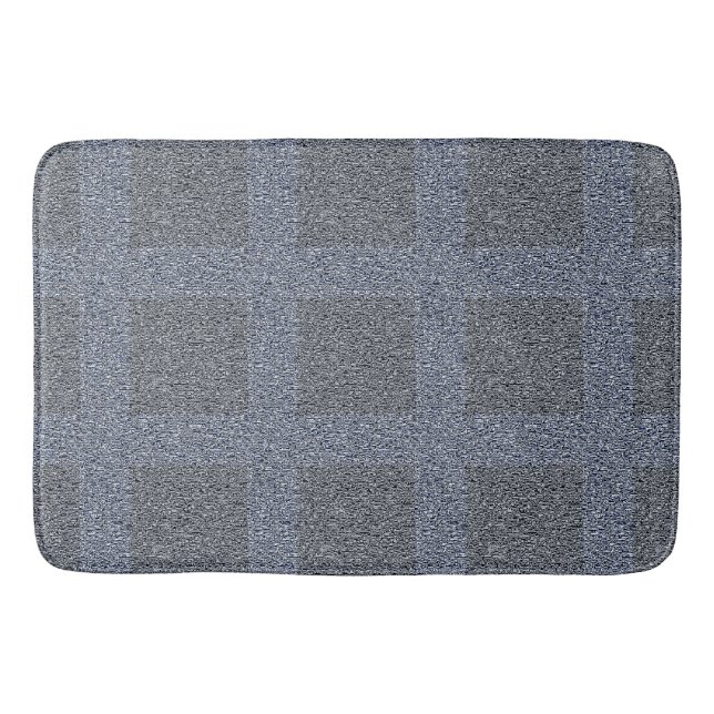 Dusty Dark Blue on Blue Tweed Design Bath Mat (Front)