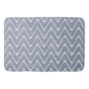Dusty Denim Blue Chevron Pattern Bath Mat
