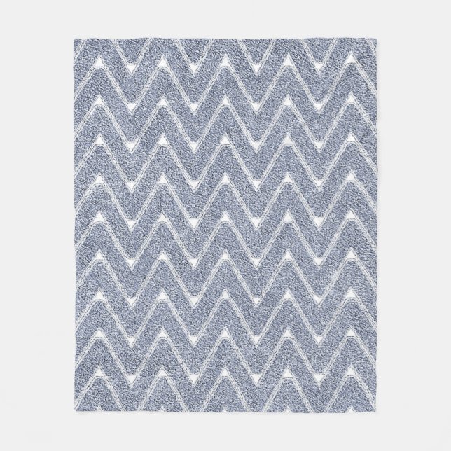 Dusty Denim Blue Chevron Pattern Fleece Blanket (Front)