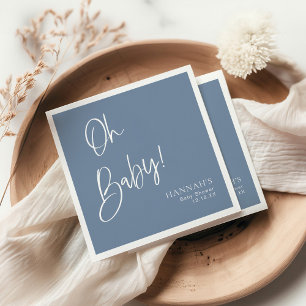 Dusty/ Denim Blue Oh Baby Baby Shower Napkin