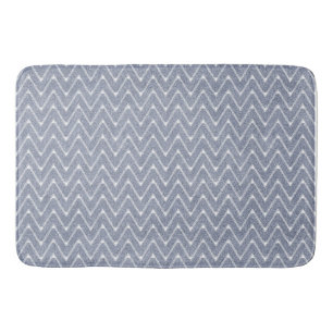 Dusty Denim Blue Small Chevron Pattern Bath Mat