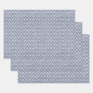 Dusty Denim Blue Small Chevron Pattern Wrapping Paper Sheet