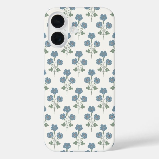 Dusty Denim & Peach Coastal Botanical Case-Mate iPhone Case (Back)