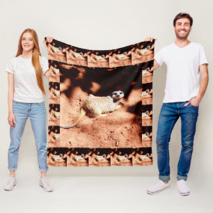 Dusty Discoveries: Meerkat with Dirt on Its Nose Fleece Blanket
