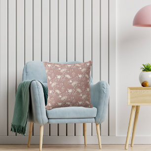 Dusty earth cream wildflowers cushion