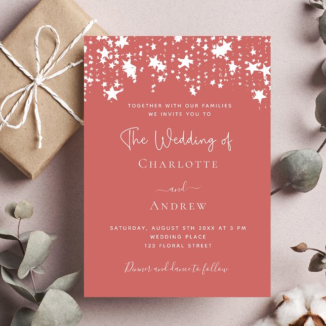 Dusty earth stars elegant wedding invitation (Creator Uploaded)