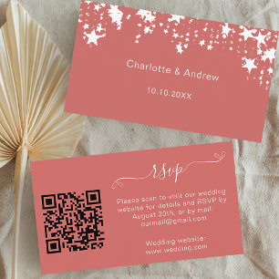 Dusty earth wedding response website QR code RSVP Enclosure Card
