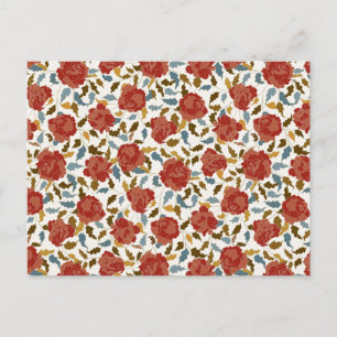 Dusty Elegant Golden Red Rose Flower Wedding Postcard