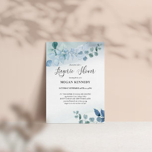 Dusty Eucalyptus Blue Botanical Lingerie Shower Invitation