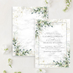 Dusty Eucalyptus Botanical Gold Greenery Wedding I Invitation