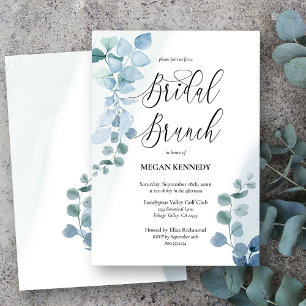Dusty Eucalyptus Elegant Greenery Bridal Brunch Invitation