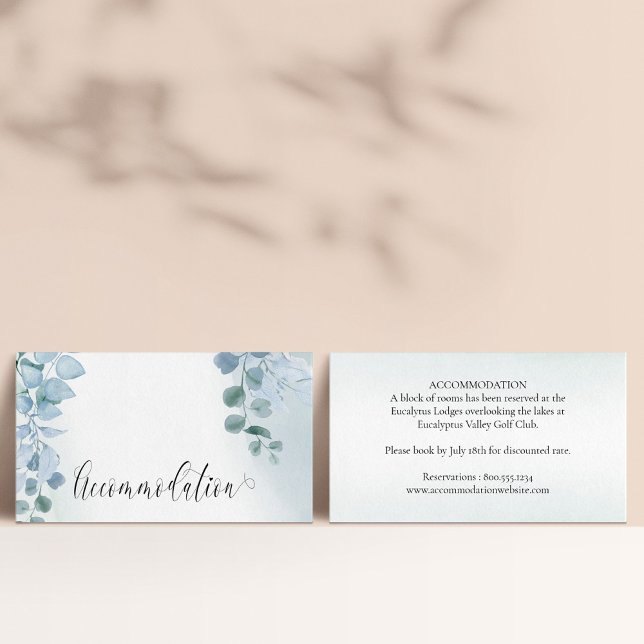 Dusty Eucalyptus Elegant Wedding Accommodation Enclosure Card (Creator Uploaded)