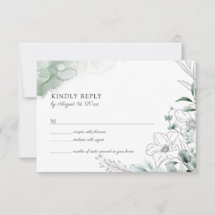 Dusty Eucalyptus Greenery Wedding RSVP Card