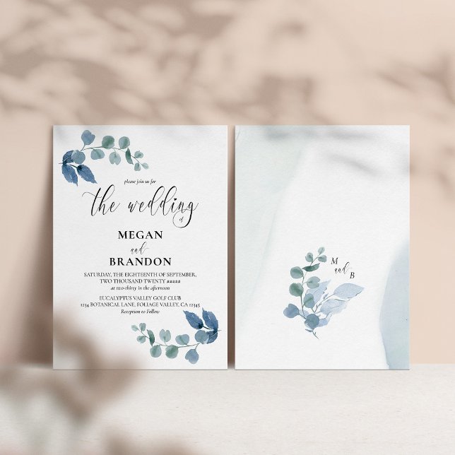 Dusty Eucalyptus Simple Elegant Wedding Invitation (Creator Uploaded)