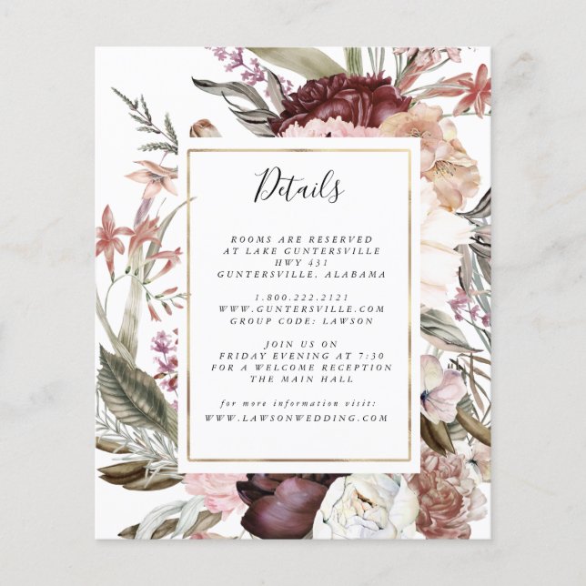 Dusty Floral Details Card | Budget (Front)