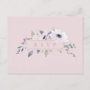 Dusty Floral Frame Blush Wedding RSVP Song Request Invitation Postcard