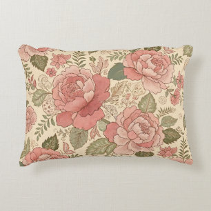 Dusty Floral Muse - Dusty Rose Sage Batik Style Decorative Cushion